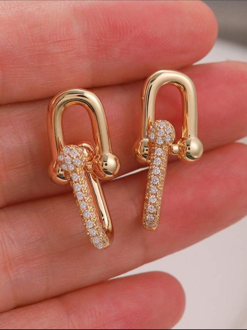 Gold Tone Crystal Pavé Loop Drop Earrings